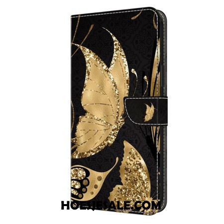 Flip Case Leren Xiaomi Redmi Note 13 5g Gouden Vlinders