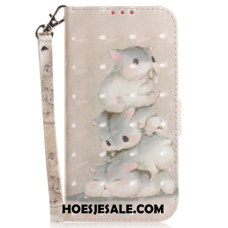 Flip Case Leren Xiaomi Redmi Note 13 5g Hamsters Met Riem