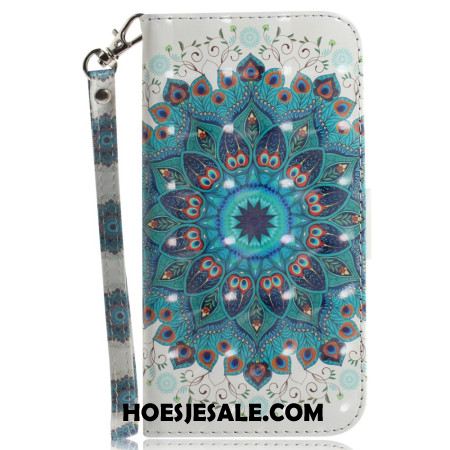 Flip Case Leren iPhone 16 Pro Groene Mandala Met Bandje