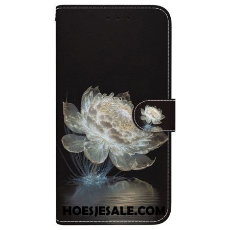 Flip Case Leren iPhone 16 Pro Kristallen Pioen Met Riem