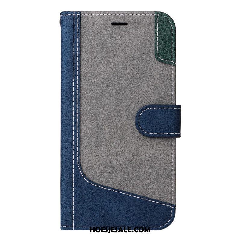 Flip Case voor Xiaomi Redmi Note 12 5G Met Ketting Driekleurige Riem