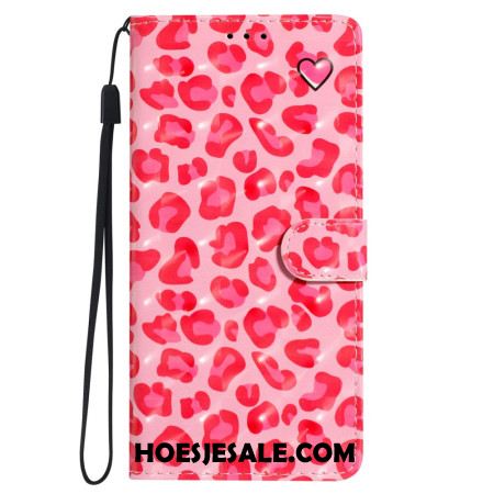 Folio-hoesje Oppo A98 5g Telefoonhoesje 3d Roze Luipaard Met Riem