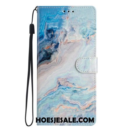 Folio-hoesje Oppo A98 5g Telefoonhoesje Blauw Marmer Met Riem