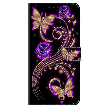 Folio-hoesje Oppo A98 5g Telefoonhoesje Violette Bloemen En Vlinders