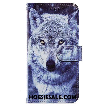 Folio-hoesje Oppo A98 5g Witte Wolf Met Riem