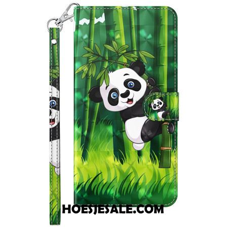 Folio-hoesje Samsung Galaxy A15 Telefoonhoesje Bamboe Panda Met Riem