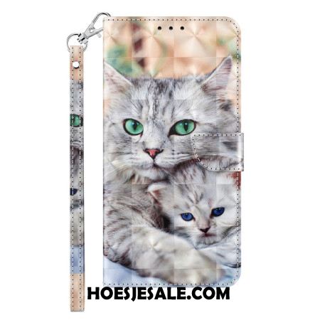 Folio-hoesje Samsung Galaxy A55 5g Telefoonhoesje Twee Witte Katten Met Riemen