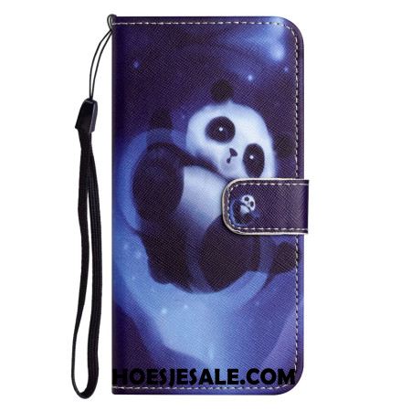 Folio-hoesje Samsung Galaxy S24 5g Telefoonhoesje Panda Space Met Riem