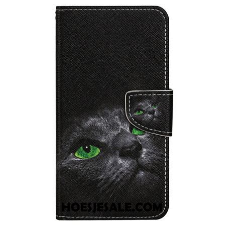 Folio-hoesje Samsung Galaxy S24 Plus 5g Telefoonhoesje Kat Met Groene Ogen En Riem