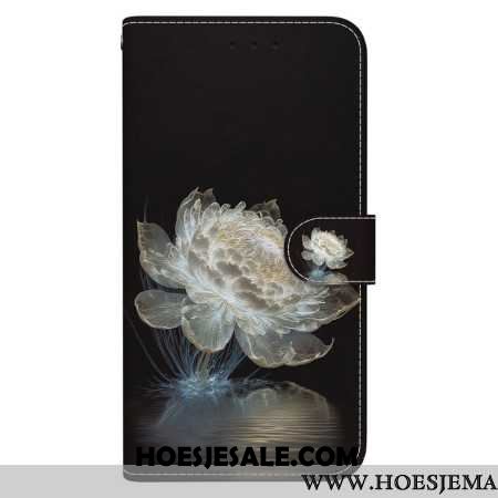 Folio-hoesje Samsung Galaxy S24 Ultra 5g Telefoonhoesje Kristallen Pioen Met Riem