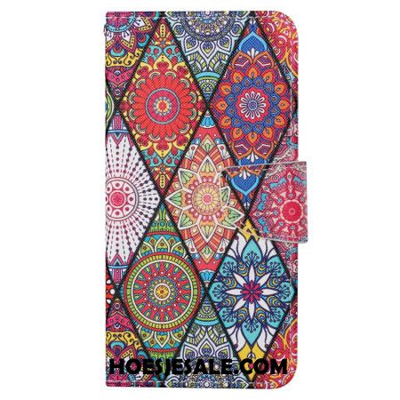 Folio-hoesje Samsung Galaxy S24 Ultra 5g Telefoonhoesje Patchwork Met Riempje