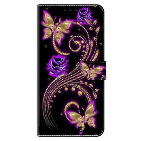 Folio-hoesje Xiaomi 14 Telefoonhoesje Paarse Bloemen En Vlinders