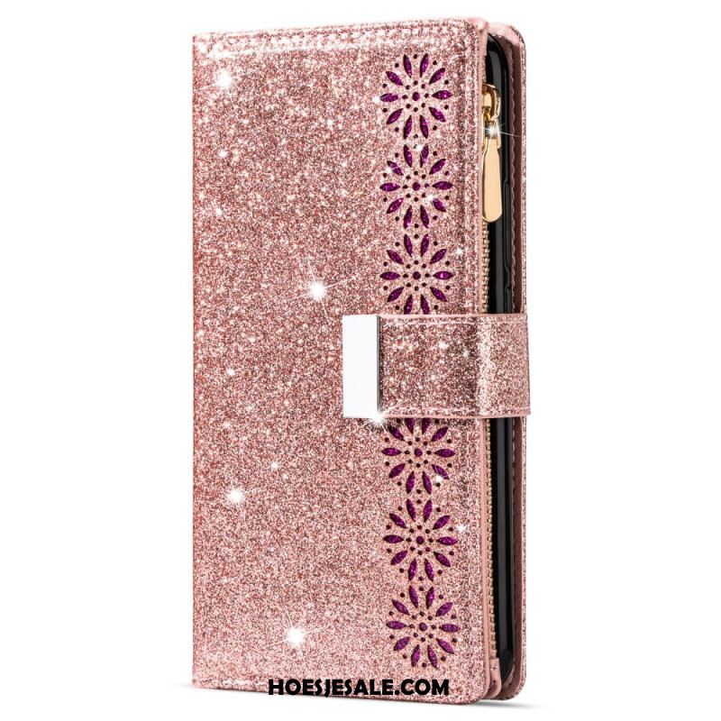 Folio-hoesje Xiaomi Redmi Note 13 5g Telefoonhoesje Portemonnee Met Glitterrits