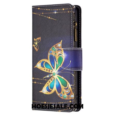 Folio-hoesje Xiaomi Redmi Note 13 Pro 4g Telefoonhoesje Strass Vlinder Portemonnee Met Riem