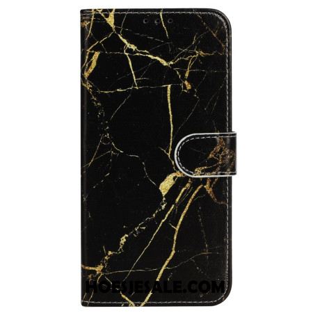 Folio-hoesje iPhone 16 Plus Telefoonhoesje Zwartgouden Marmer