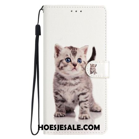 Folio-hoesje iPhone 16 Pro Max Telefoonhoesje Schattige Kat Met Riem