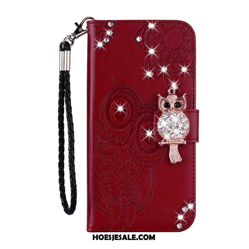 Folio-hoesje voor Samsung Galaxy A42 5G Uil Mandala En Charme