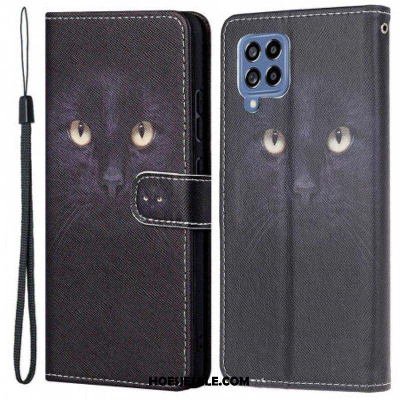 Folio-hoesje voor Samsung Galaxy M53 5G Met Ketting Strappy Kattenogen