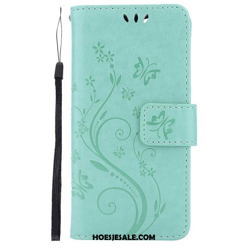 Folio-hoesje voor iPhone 13 Pro Met Ketting Strappy Grafische Bloemen