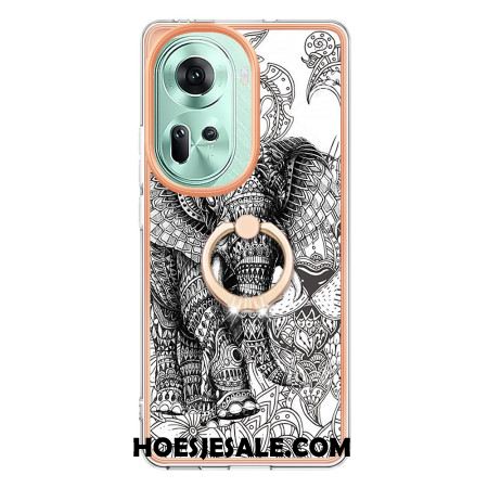 Hoesje Oppo Reno 11 5g Ringsteun. Olifant Totem Bescherming Hoesje