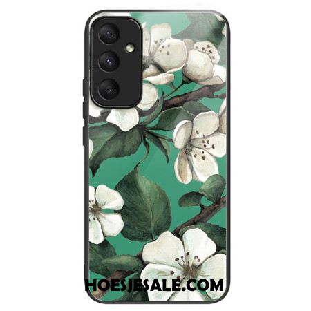 Hoesje Samsung Galaxy A55 5g Gehard Glas Witte Bloemen