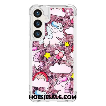 Hoesje Samsung Galaxy S24 Plus 5g Eenhoorns En Wolken Vloeibare Glitters