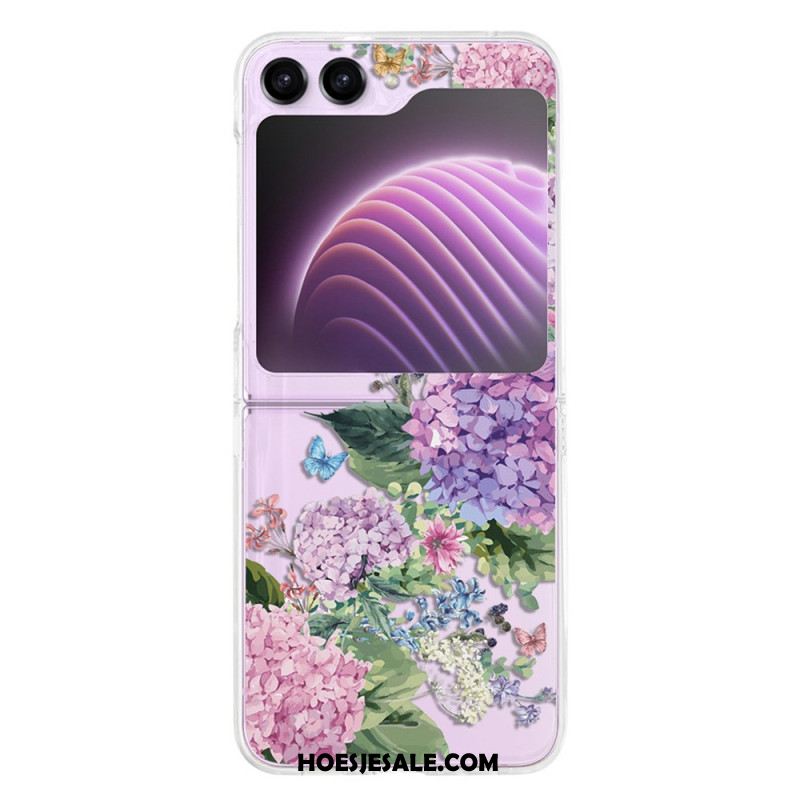 Hoesje Samsung Galaxy Z Flip 5 Transparante Bloemen