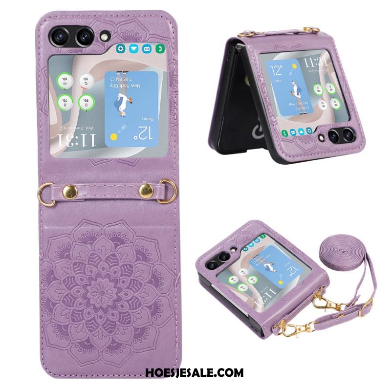 Hoesje Voor Samsung Galaxy Z Flip 5 Mandala Met Schouderband