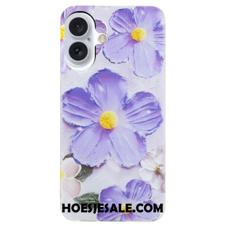 Hoesje Voor iPhone 16 Paarse Bloemen