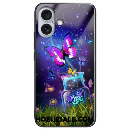 Hoesje iPhone 16 Plus Fles Van Gehard Glas En Vlinder