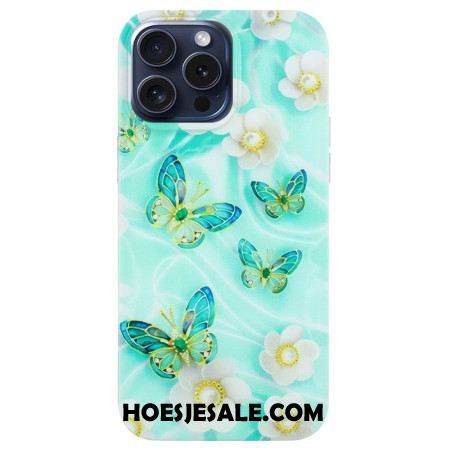 Hoesje iPhone 16 Pro Max Groene Vlinders Bescherming Hoesje