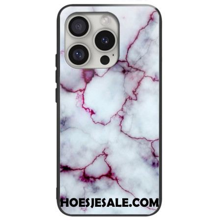 Hoesje iPhone 16 Pro Max Paars Marmer Gehard Glas