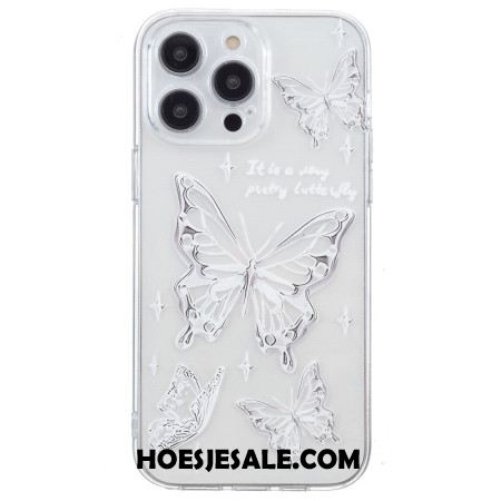 Hoesje iPhone 16 Pro Max Zilveren Vlinders