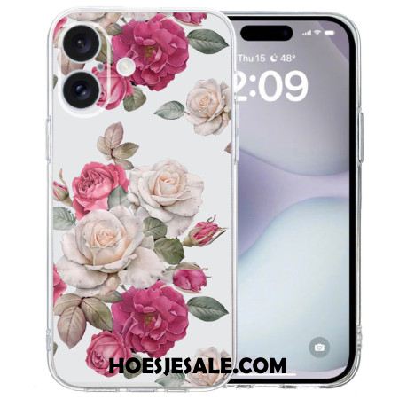 Hoesje iPhone 16 Transparante Borderpioenen