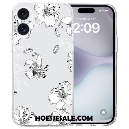 Hoesje iPhone 16 Transparante Rand Witte Bloemen Bescherming Hoesje