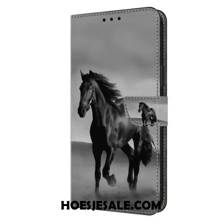 Leren Hoesje Oppo A98 5g Zwart Paard Bescherming Hoesje