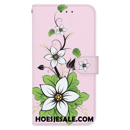 Leren Hoesje Oppo Reno 11 5g Lelieprint Met Riempje