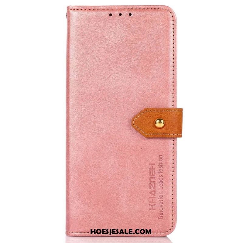 Leren Hoesje Oppo Reno 12 5g Gouden Sluiting Khazneh Bescherming Hoesje