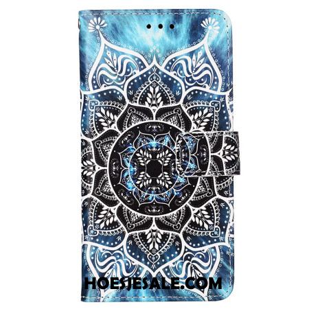 Leren Hoesje Samsung Galaxy A15 Bloemenmandala Met Riempje Bescherming Hoesje