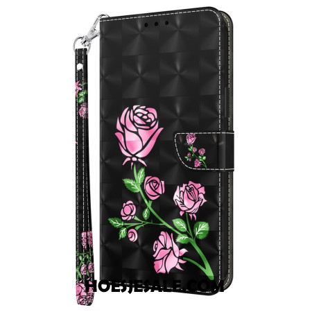 Leren Hoesje Samsung Galaxy A16 5g Roze Bloemen Met Riem Bescherming Hoesje