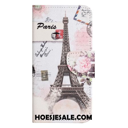 Leren Hoesje Samsung Galaxy A55 5g Vintage Eiffeltoren Bescherming Hoesje