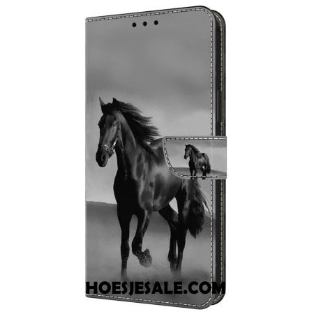 Leren Hoesje Samsung Galaxy A55 5g Zwart Paard Bescherming Hoesje