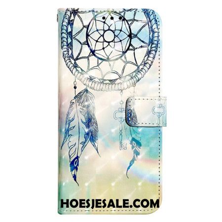 Leren Hoesje Samsung Galaxy S24 5g Blauwe Aquarel Dromenvanger Bescherming Hoesje