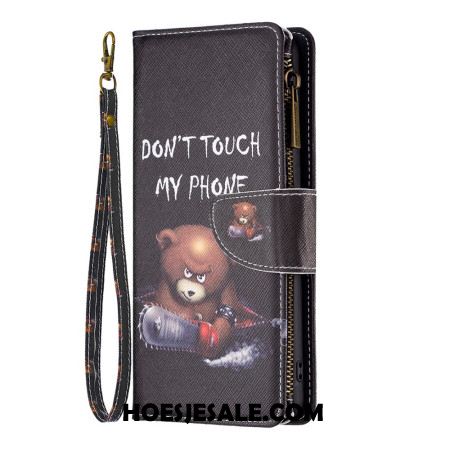 Leren Hoesje Samsung Galaxy S24 5g Dangerous Bear Portemonnee Met Riempje