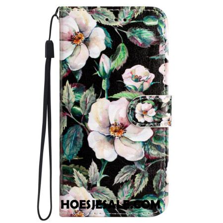 Leren Hoesje Samsung Galaxy S24 5g Magnoliapatroon Met Riem Bescherming Hoesje