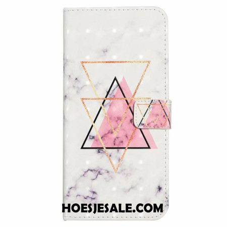 Leren Hoesje Samsung Galaxy S24 Fe Driehoekmarmer Bescherming Hoesje