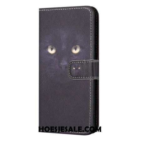 Leren Hoesje Samsung Galaxy S24 Fe Kattenogen Met Bandjes Bescherming Hoesje