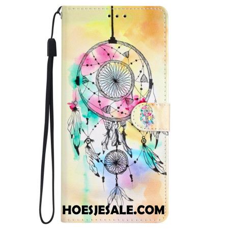 Leren Hoesje Samsung Galaxy S24 Plus 5g Aquarel Dromenvanger Met Riem