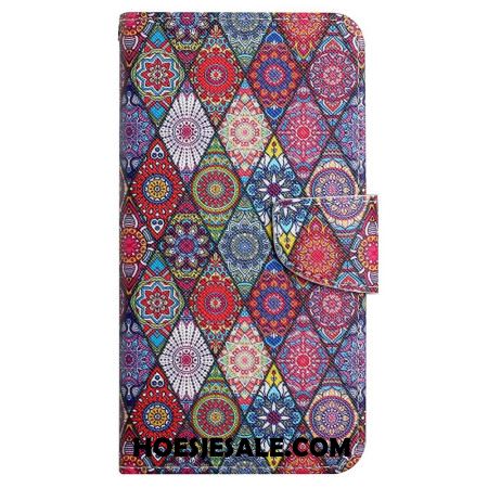 Leren Hoesje Samsung Galaxy S24 Plus 5g Caleidoscoop Met Koord Bescherming Hoesje