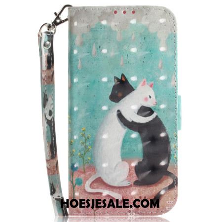 Leren Hoesje Samsung Galaxy S24 Plus 5g Twee Stringkatten Bescherming Hoesje